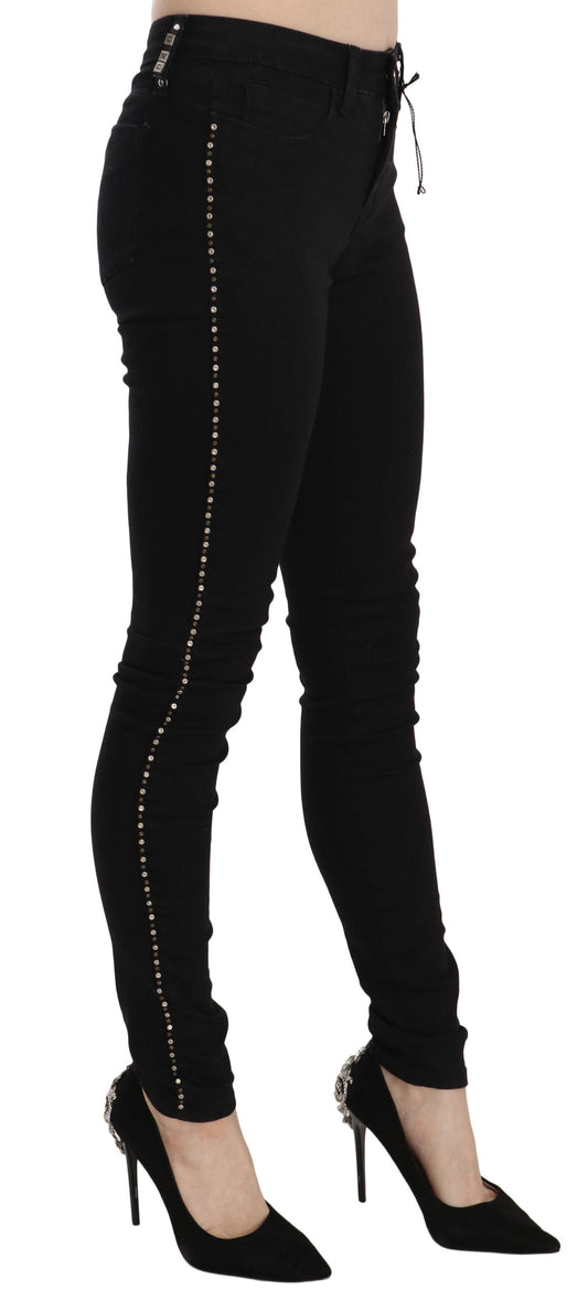 Costume National Black Embellished Mid Waist Skinny Denim Jeans $836.00 Costume National Luzworld