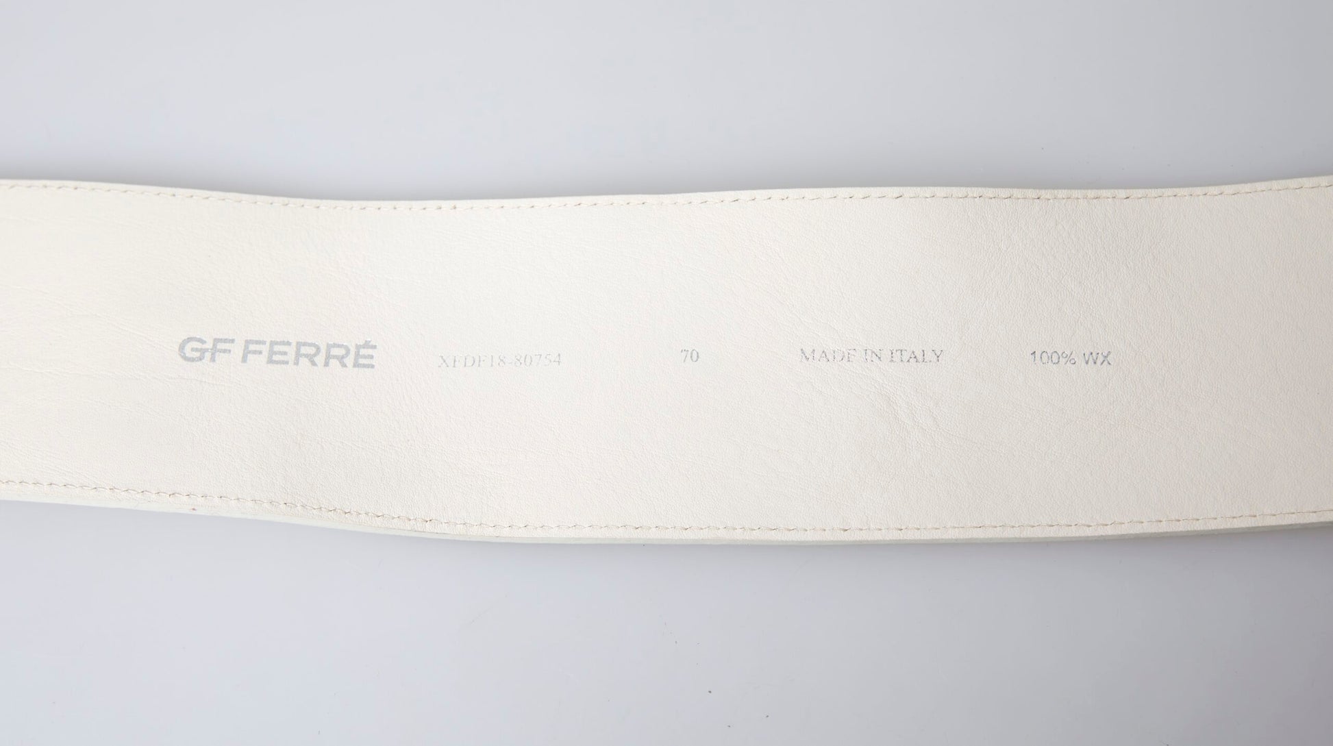 GF Ferre Off White Waxed Cotton Wide Fashion Waistband Belt $272.00 GF Ferre Luzworld