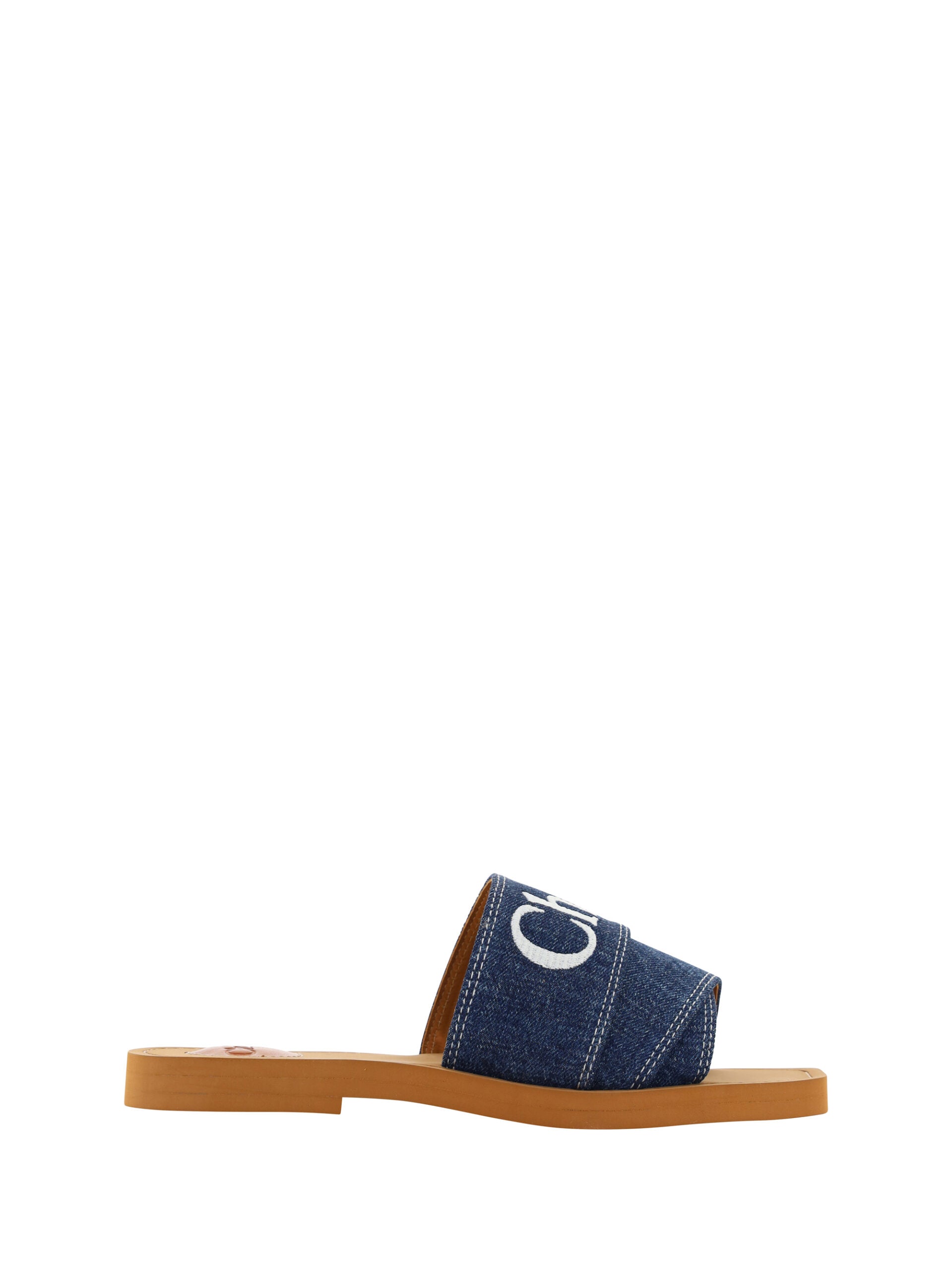 Chloé Sumptuous Cotton Woody Slide Sandals in Denim Blue $999.00 Chloé Luzworld