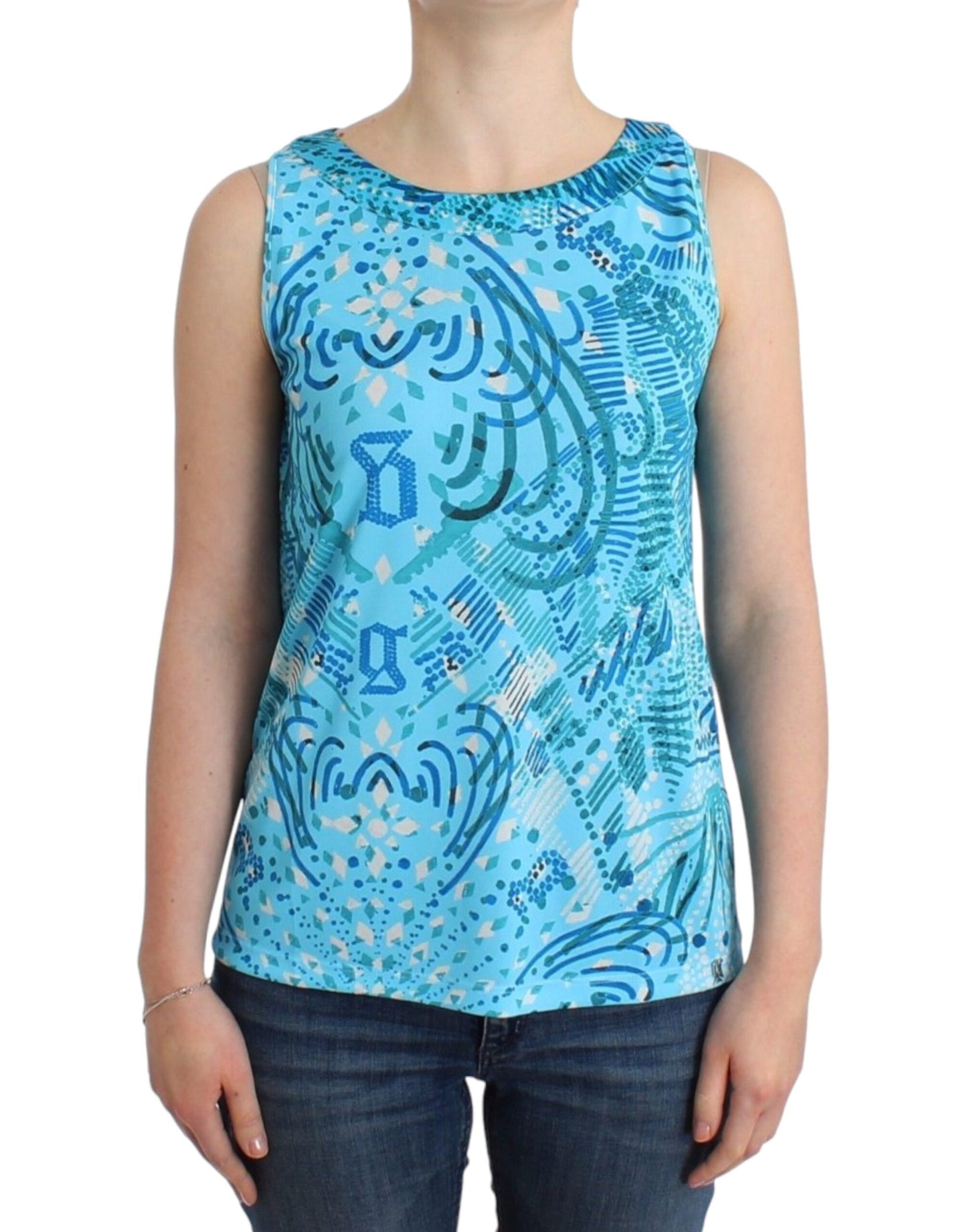 John Galliano Blue printed tank top $468.00 John Galliano Luzworld