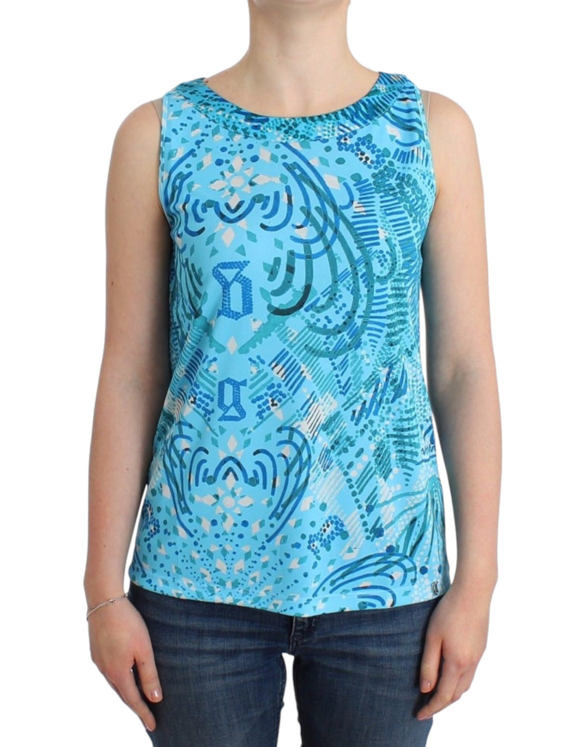 John Galliano Blue printed tank top $468.00 John Galliano Luzworld