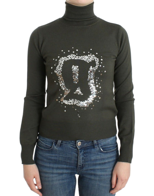 John Galliano Green wool turtleneck sweater
