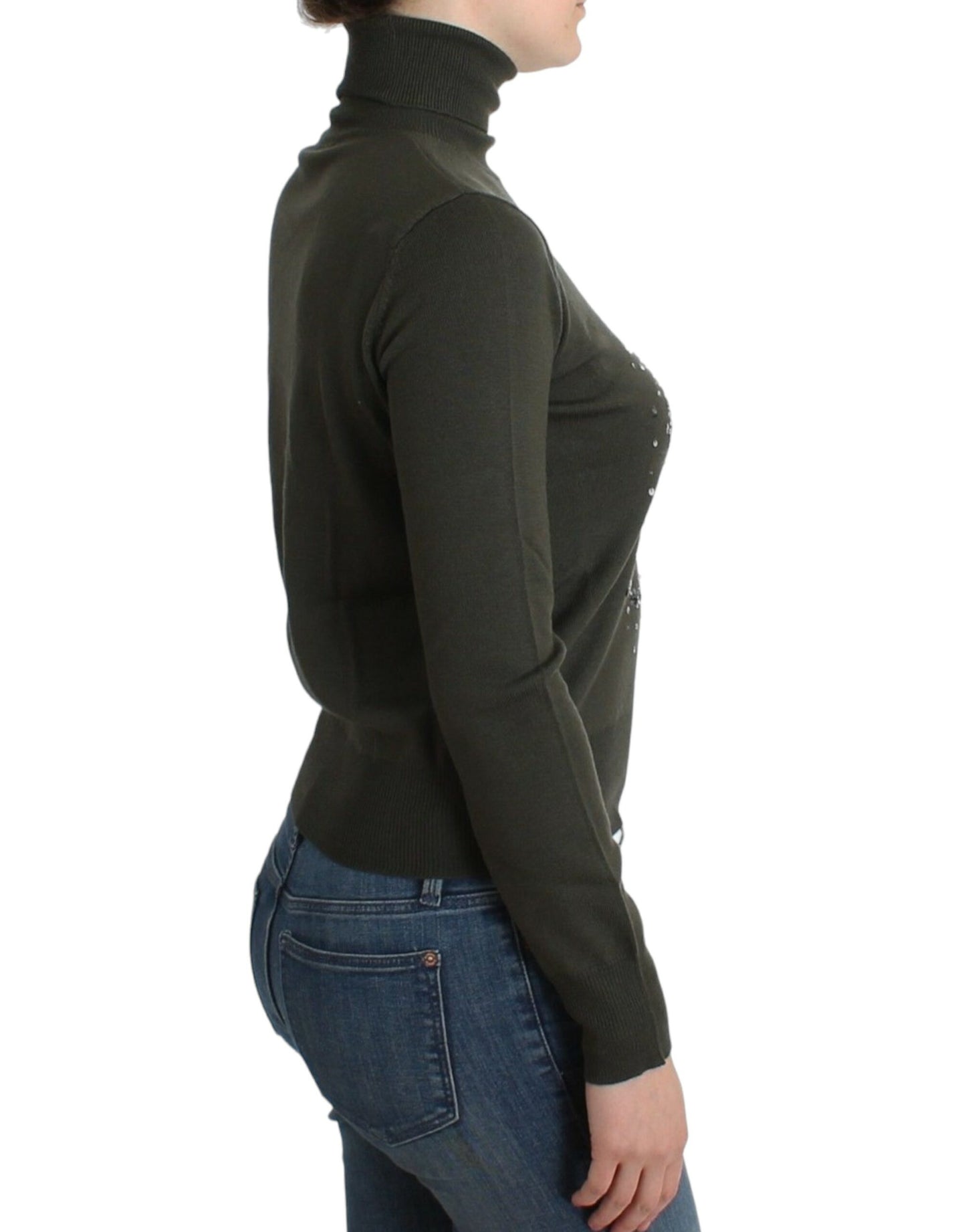 John Galliano Green wool turtleneck sweater