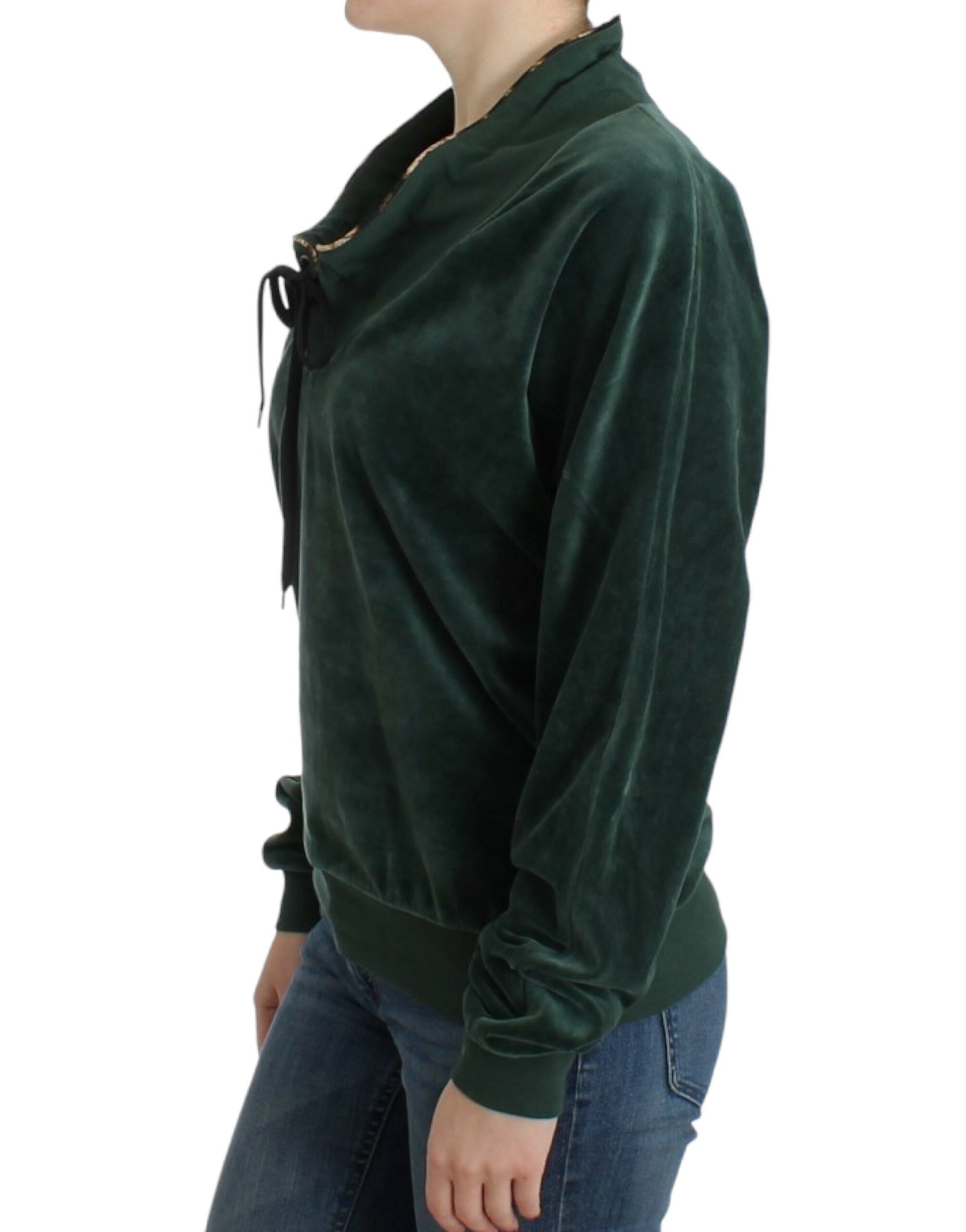 Cavalli Green velvet cotton sweater $584.00 Cavalli Luzworld