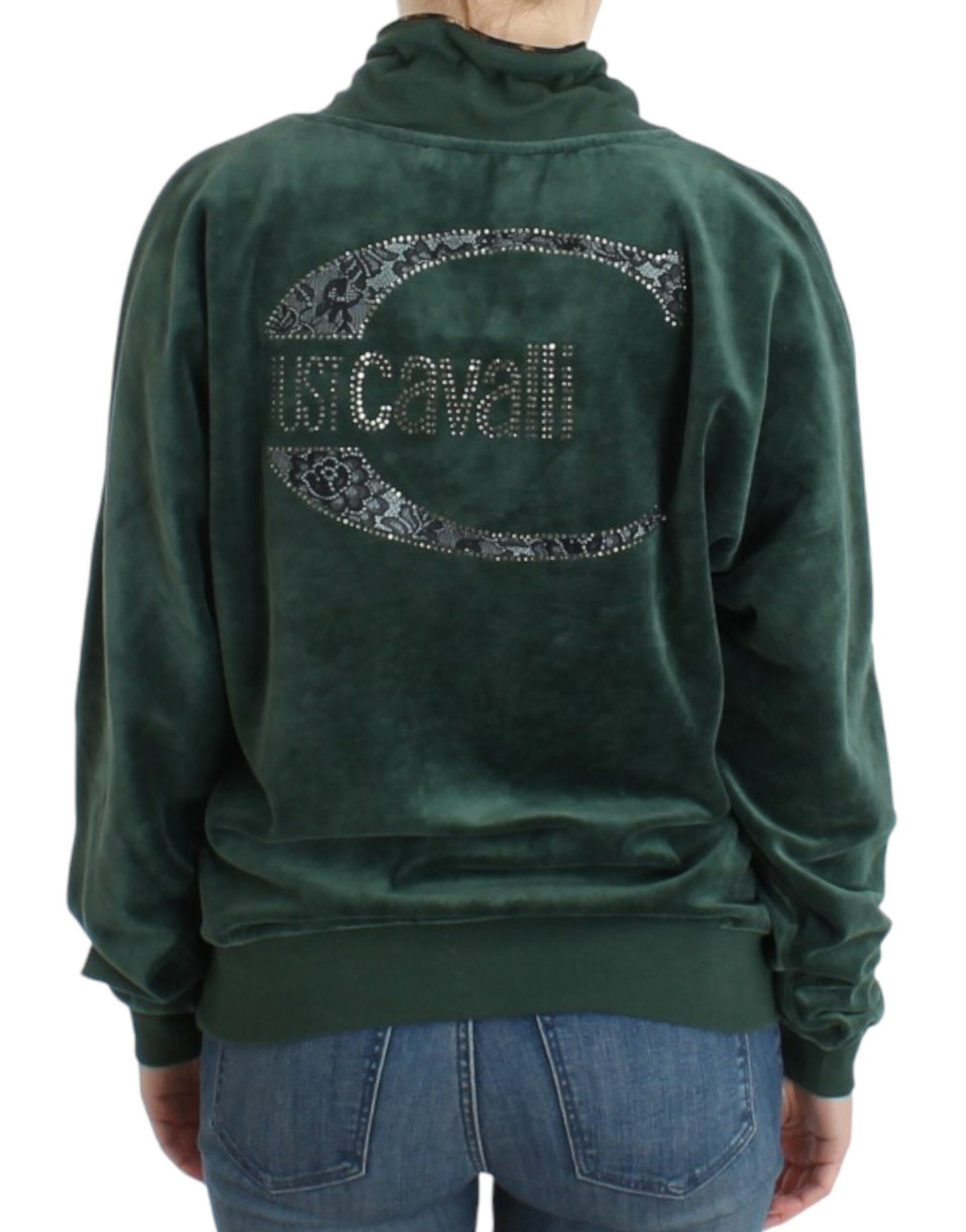Cavalli Green velvet cotton sweater $584.00 Cavalli Luzworld