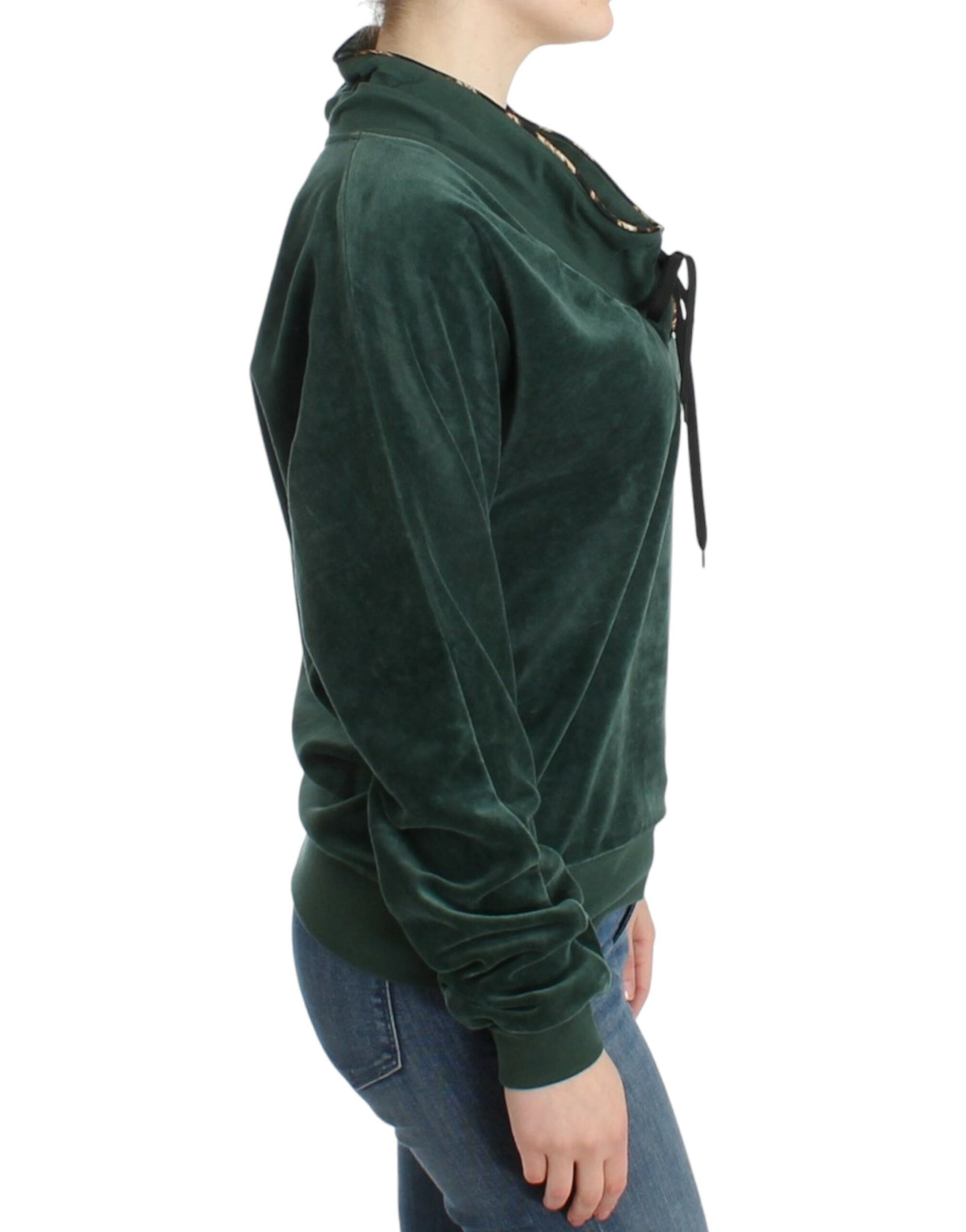 Cavalli Green velvet cotton sweater $584.00 Cavalli Luzworld