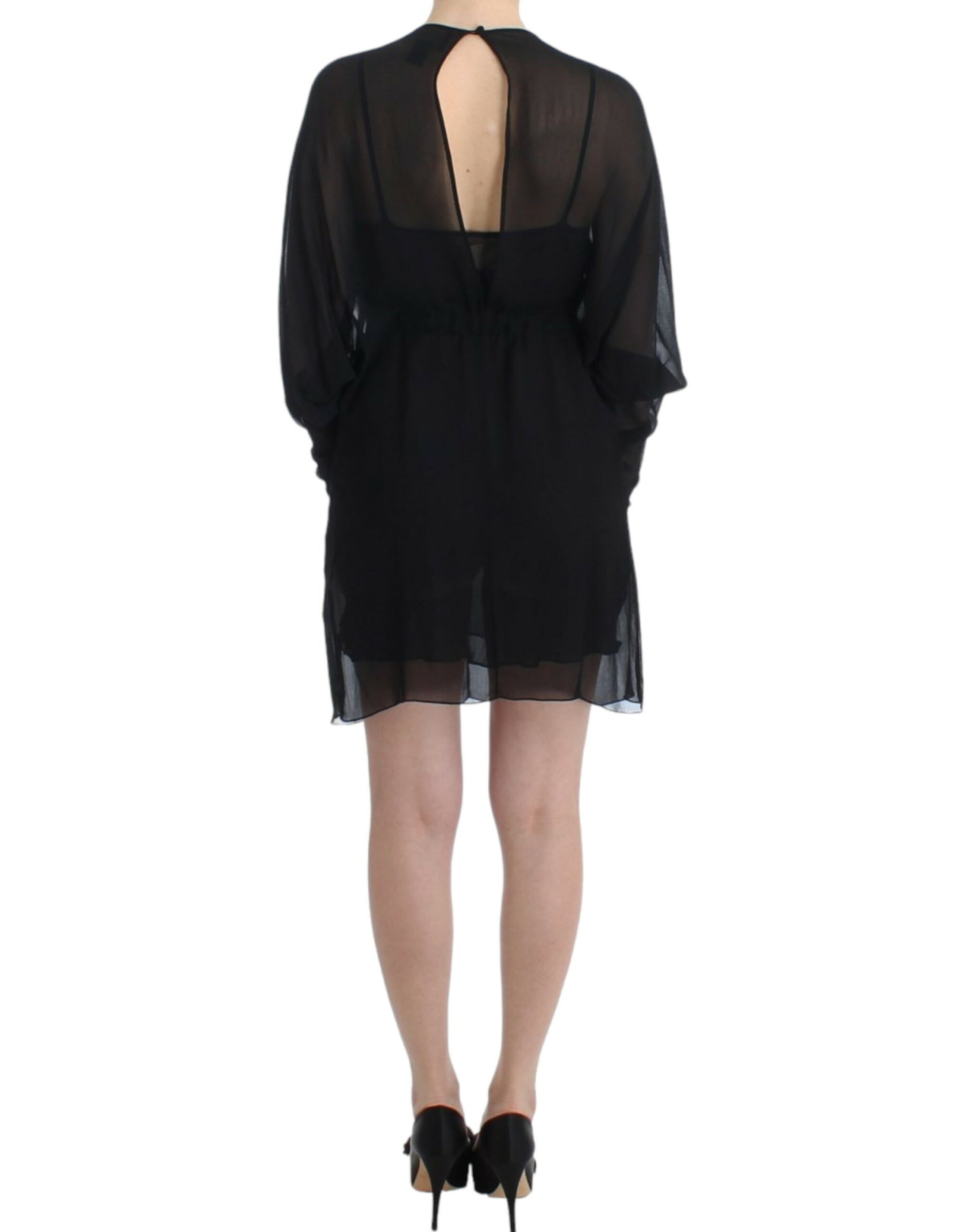 Cavalli Black long sleeve silk dress $893.00 Cavalli Luzworld