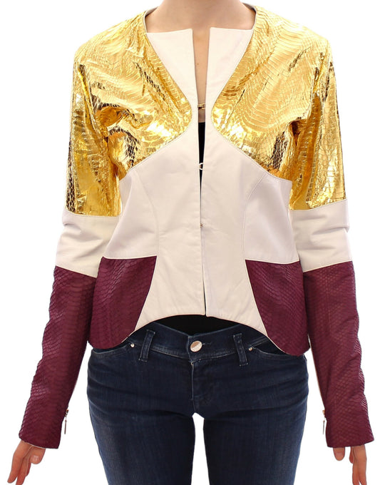 Vladimiro Gioia White Gold Purple Leather Jacket $3425.00 Vladimiro Gioia Luzworld