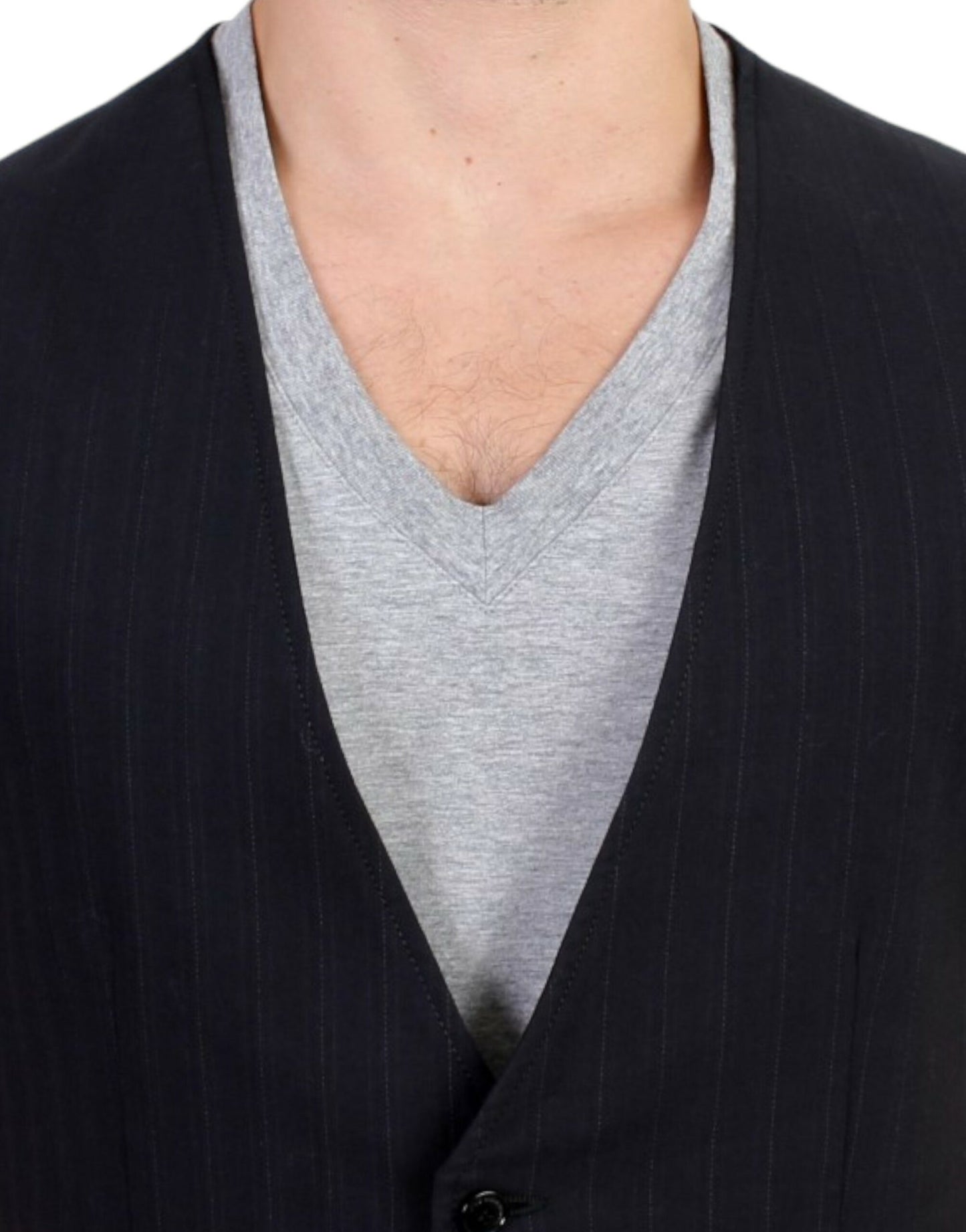 Costume National Black striped cotton casual vest $624.00 Costume National Luzworld