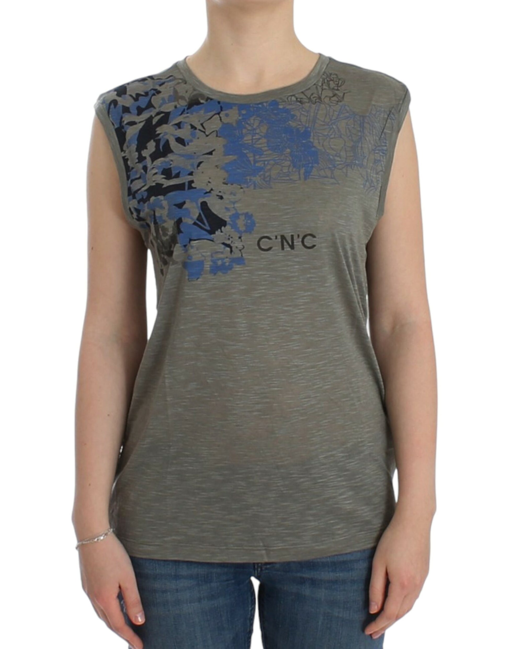 Costume National Gray print sleeveless t-shirt $255.00 Costume National Luzworld