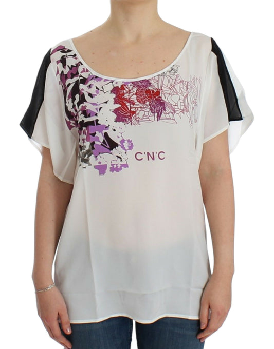 Costume National White motive print blouse $526.00 Costume National Luzworld