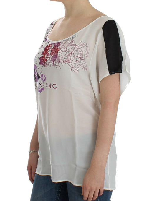 Costume National White motive print blouse $526.00 Costume National Luzworld
