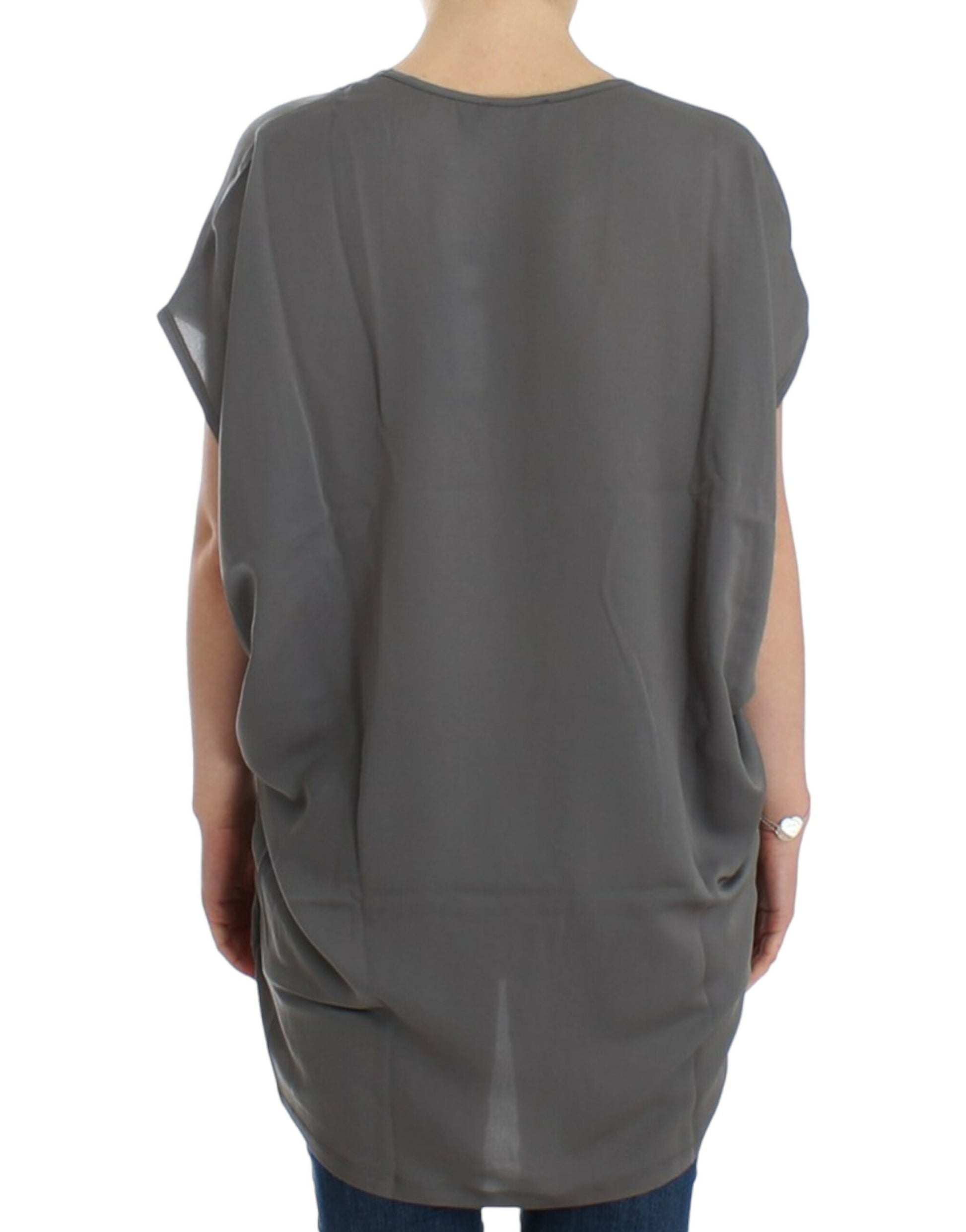 Costume National Gray V-neck long t-shirt $526.00 Costume National Luzworld