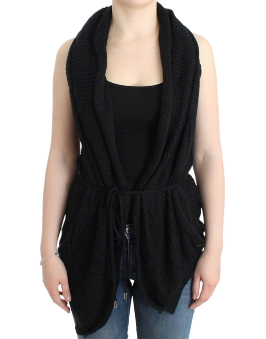 Costume National Black sleeveless knitted cardigan $853.00 Costume National Luzworld