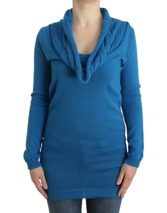 Costume National Blue knitted scoopneck sweater $624.00 Costume National Luzworld