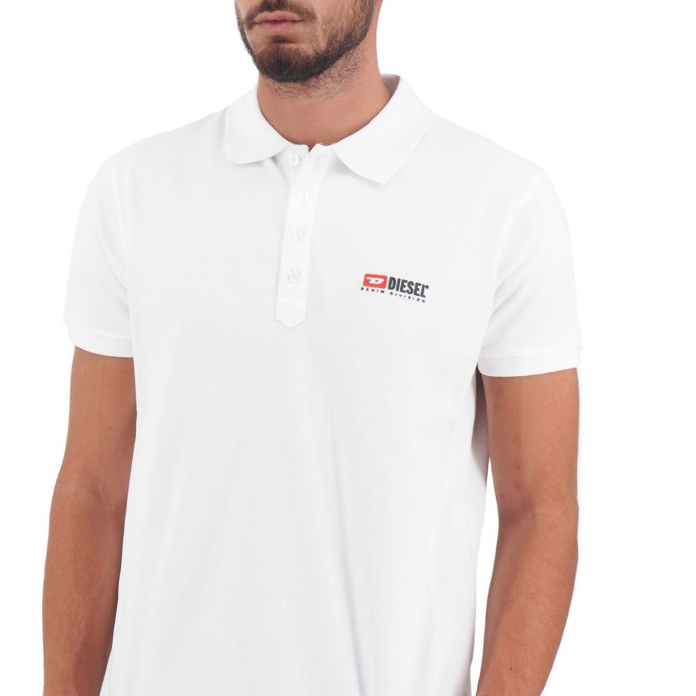 Diesel Elegant White Cotton Polo Shirt with Contrasting Logo $181.00 Diesel Luzworld