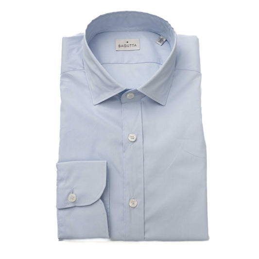 Bagutta Light Blue Cotton Men Shirt $243.00 Bagutta Luzworld