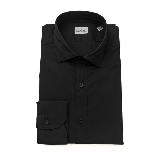 Bagutta Black Cotton Men Shirt $243.00 Bagutta Luzworld