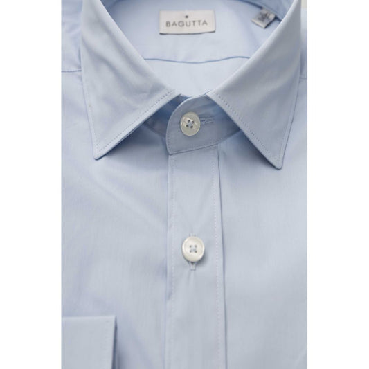 Bagutta Light Blue Cotton Men Shirt $243.00 Bagutta Luzworld