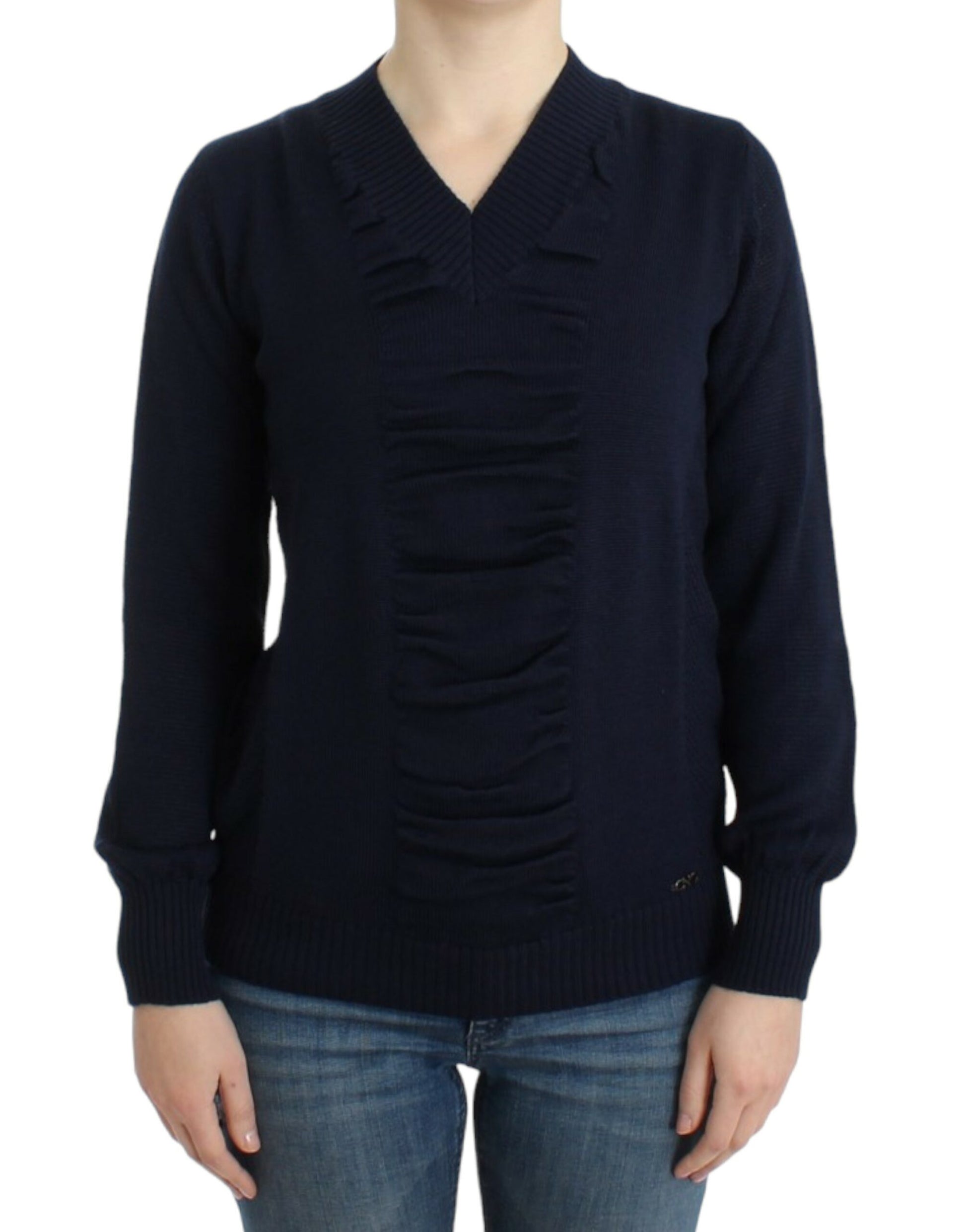 Costume National Dark blue V-neck wool sweater $552.00 Costume National Luzworld