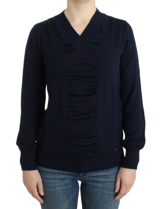 Costume National Dark blue V-neck wool sweater $552.00 Costume National Luzworld