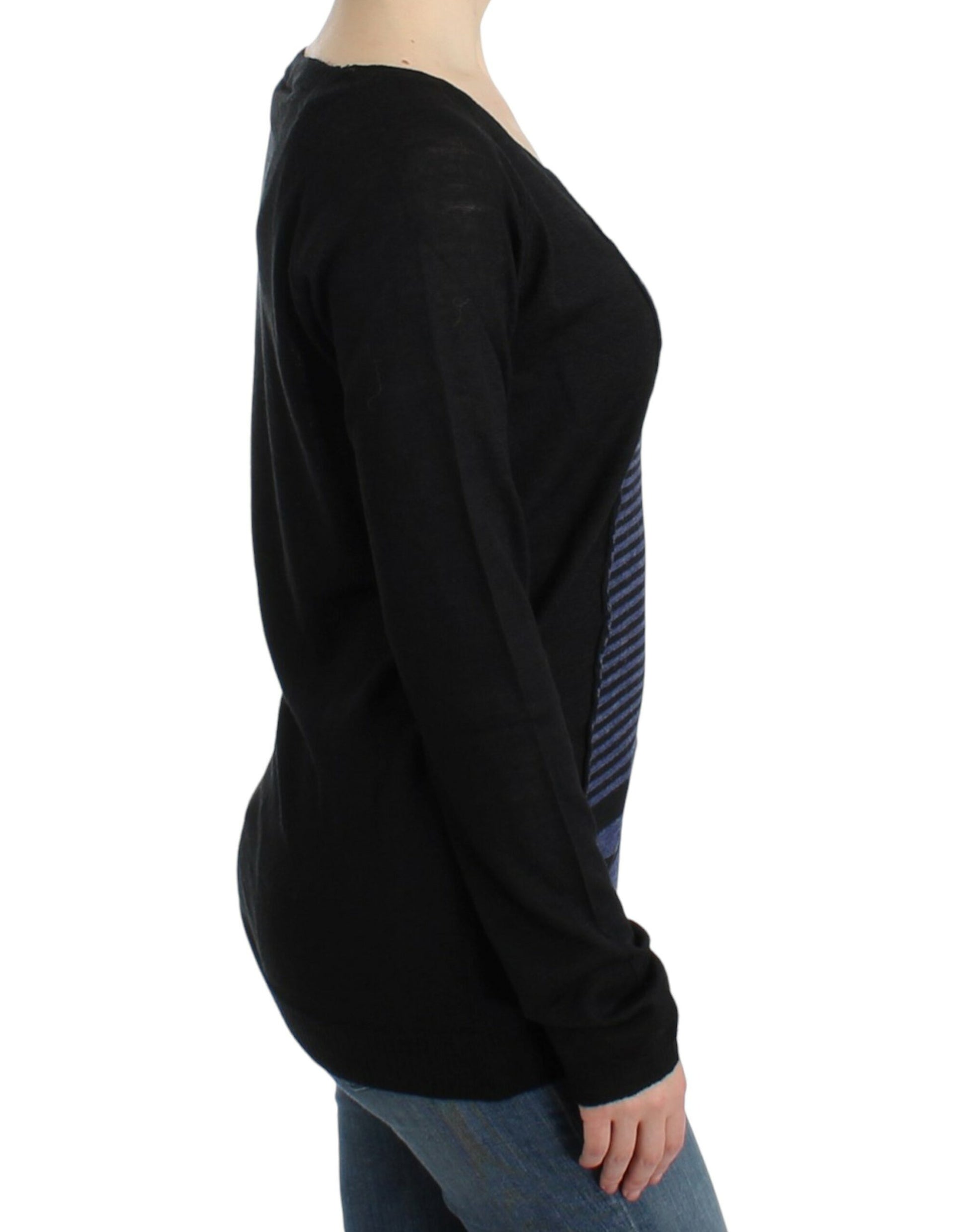 Costume National Black striped V-neck sweater $526.00 Costume National Luzworld