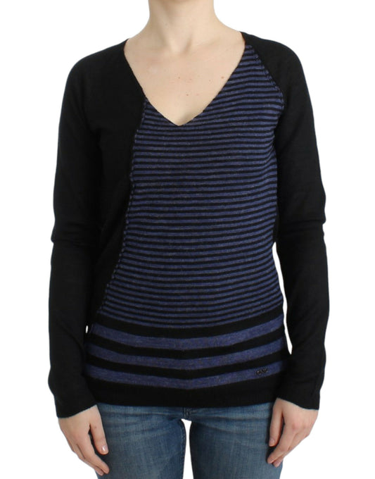 Costume National Black striped V-neck sweater $511.00 Costume National Luzworld