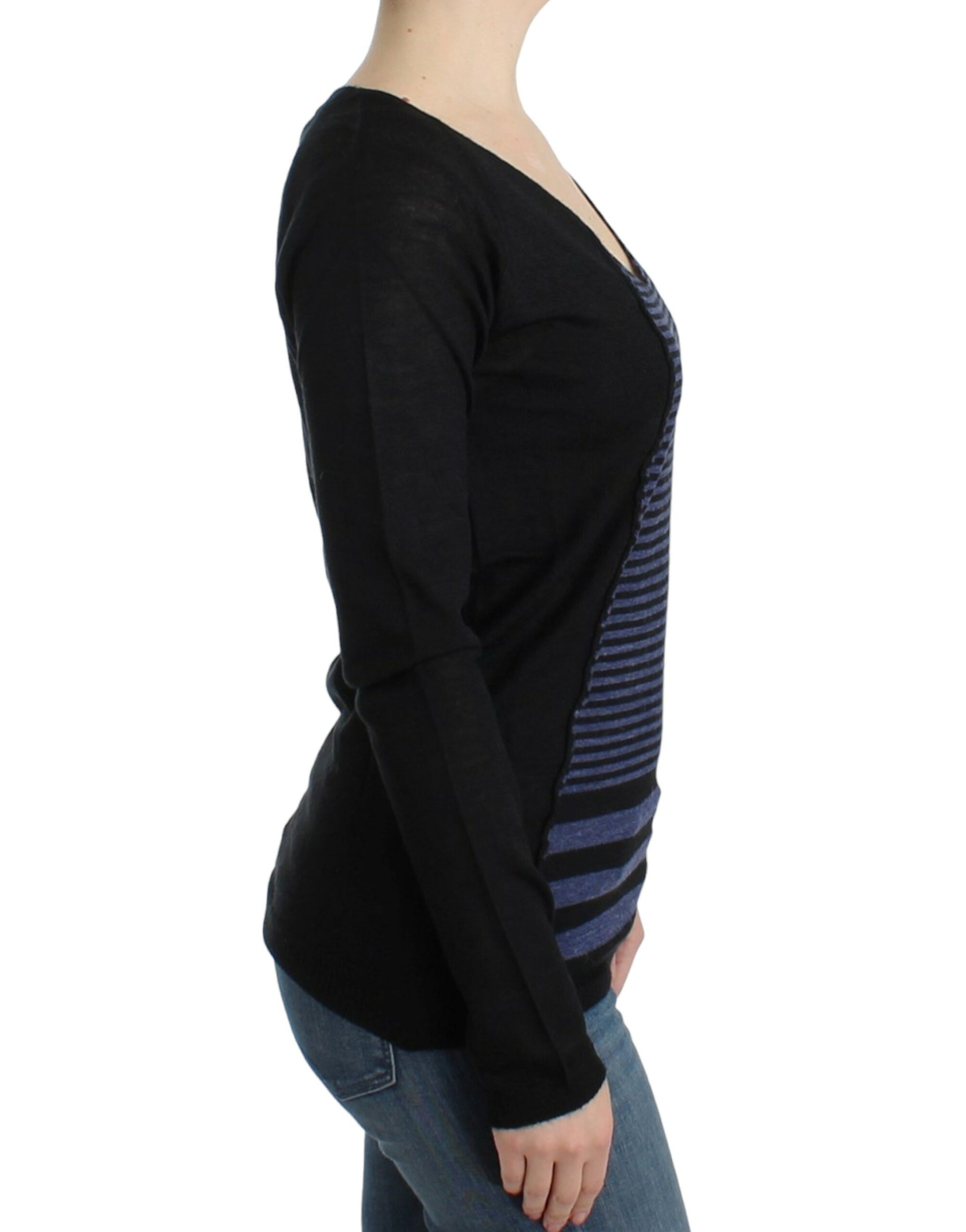 Costume National Black striped V-neck sweater $511.00 Costume National Luzworld