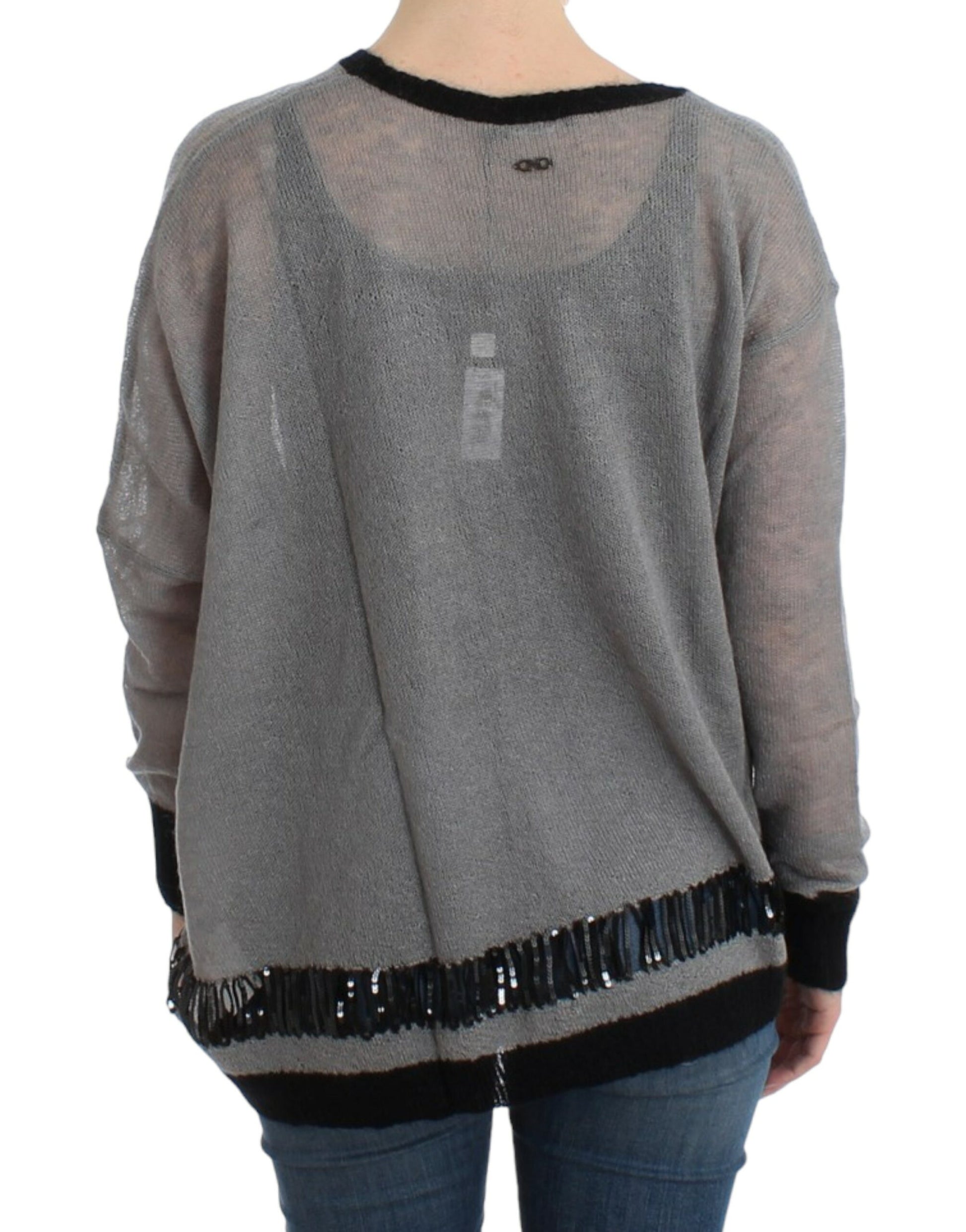 Costume National Gray embellished asymmetric sweater $624.00 Costume National Luzworld