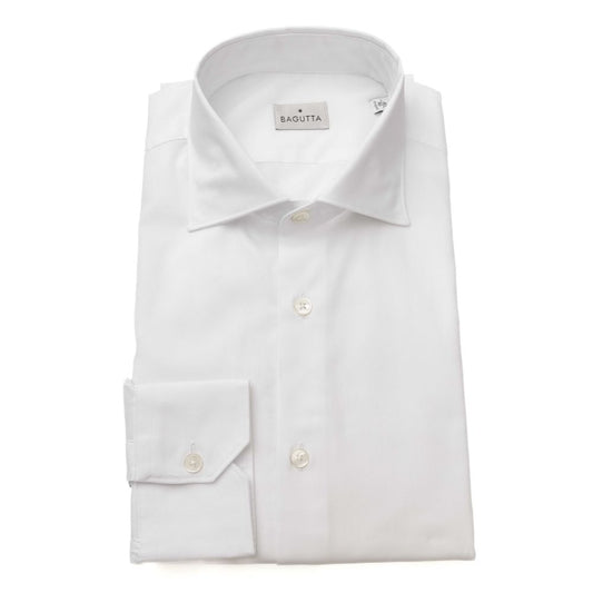 Bagutta White Cotton Men Shirt $243.00 Bagutta Luzworld
