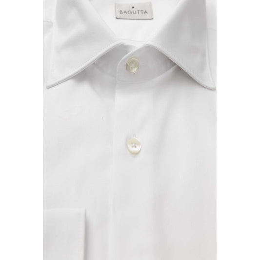 Bagutta White Cotton Men Shirt $243.00 Bagutta Luzworld