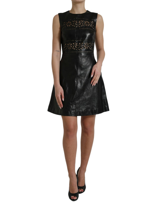 Valentino Shiny Black Nylon Cut Out A-line Mini Dress $5636.00 Valentino Luzworld
