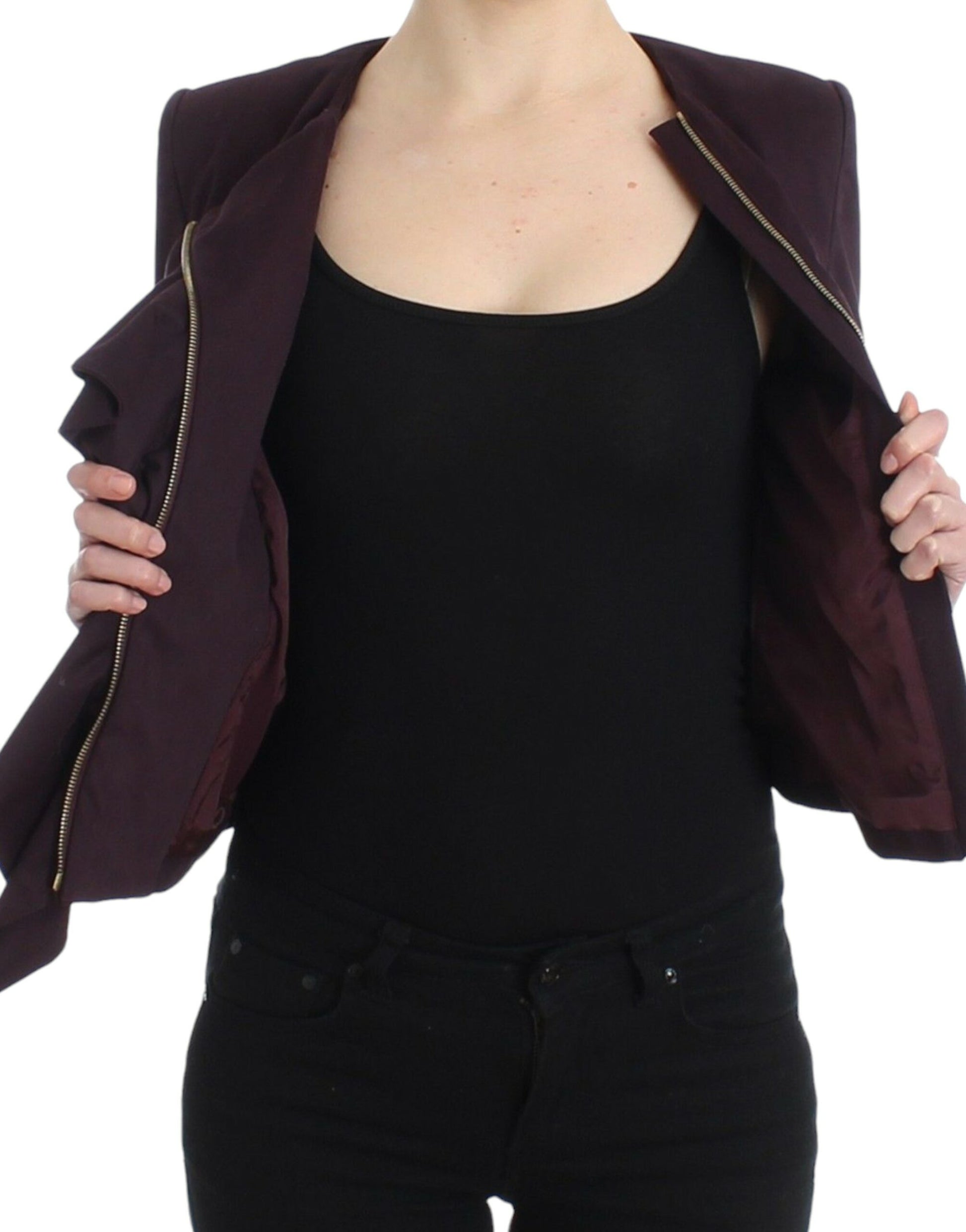 GF Ferre Purple Ruched Jacket Coat Blazer Short $733.00 GF Ferre Luzworld