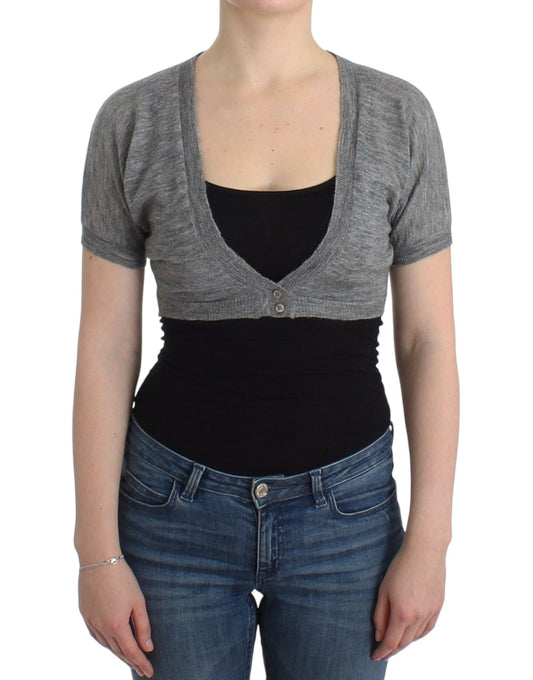 Ermanno Scervino Lingerie Knit Gray Bolero Sweater Cardigan $504.00 Ermanno Scervino Luzworld