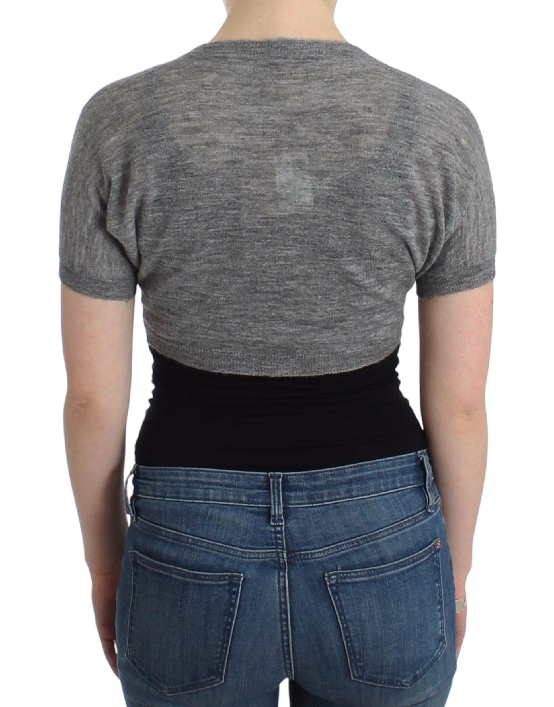 Ermanno Scervino Lingerie Knit Gray Bolero Sweater Cardigan $504.00 Ermanno Scervino Luzworld