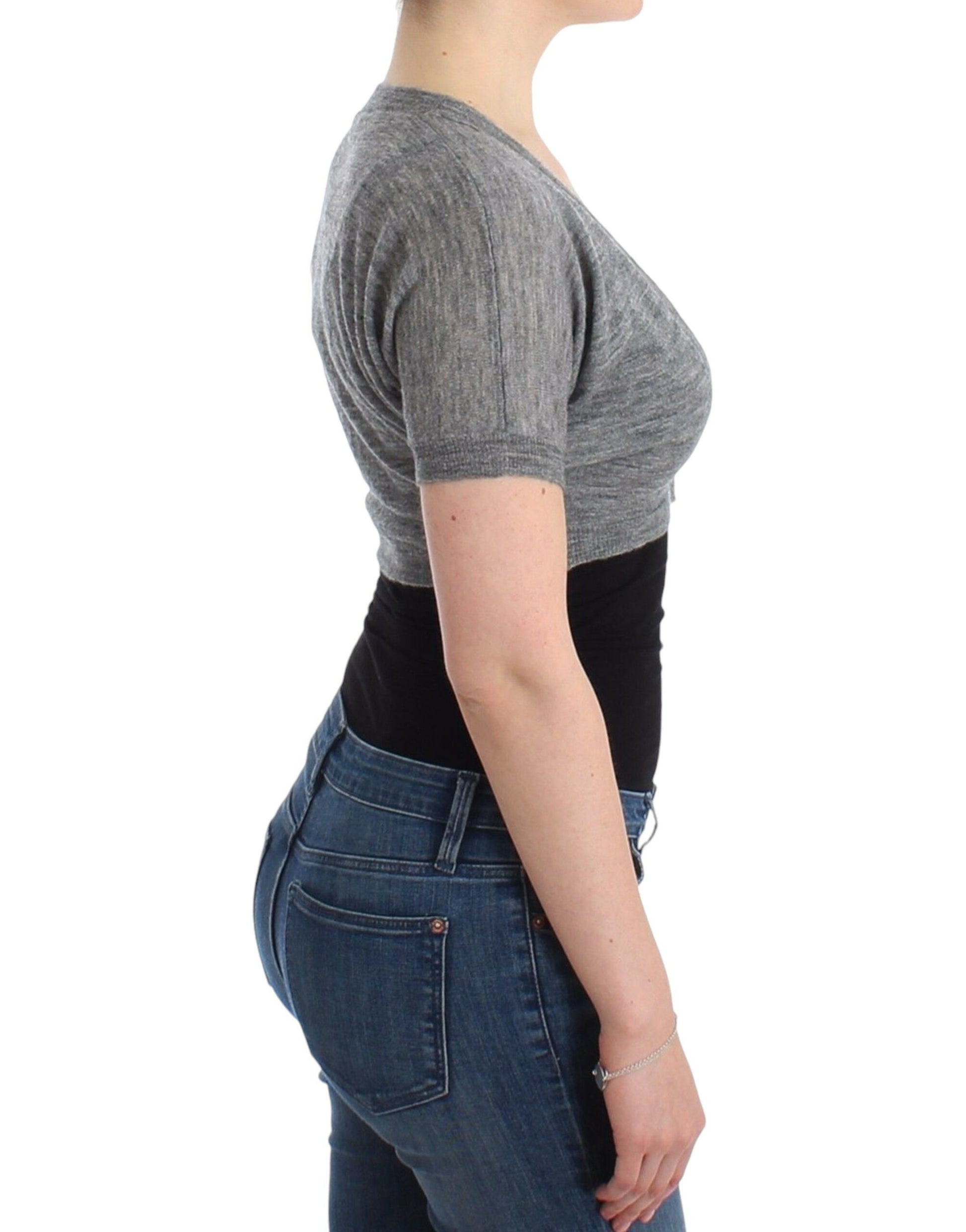 Ermanno Scervino Lingerie Knit Gray Bolero Sweater Cardigan $504.00 Ermanno Scervino Luzworld