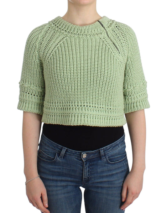 Ermanno Scervino Green Cropped Knit Sweater Knitted Jumper $729.00 Ermanno Scervino Luzworld