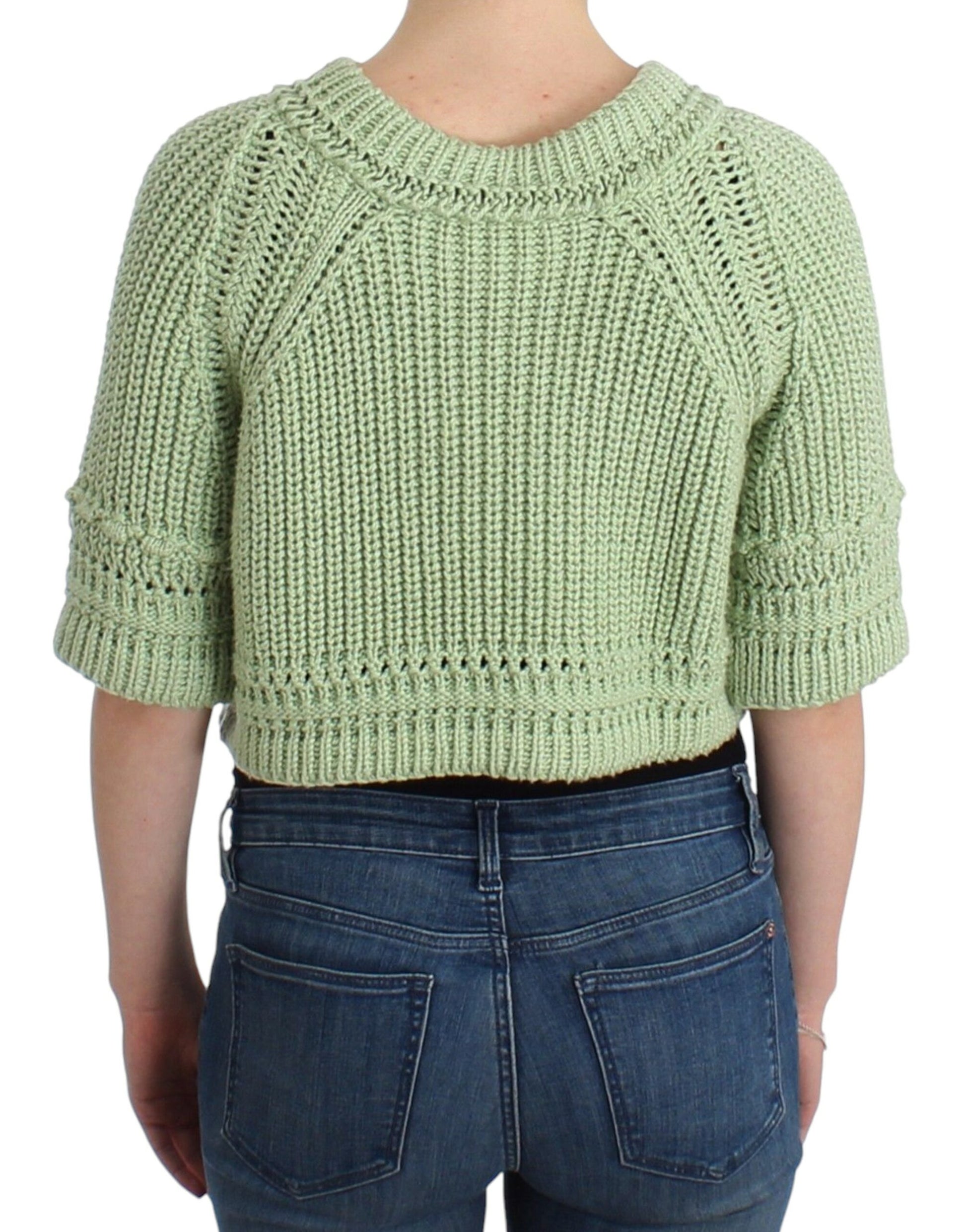 Ermanno Scervino Green Cropped Knit Sweater Knitted Jumper $729.00 Ermanno Scervino Luzworld