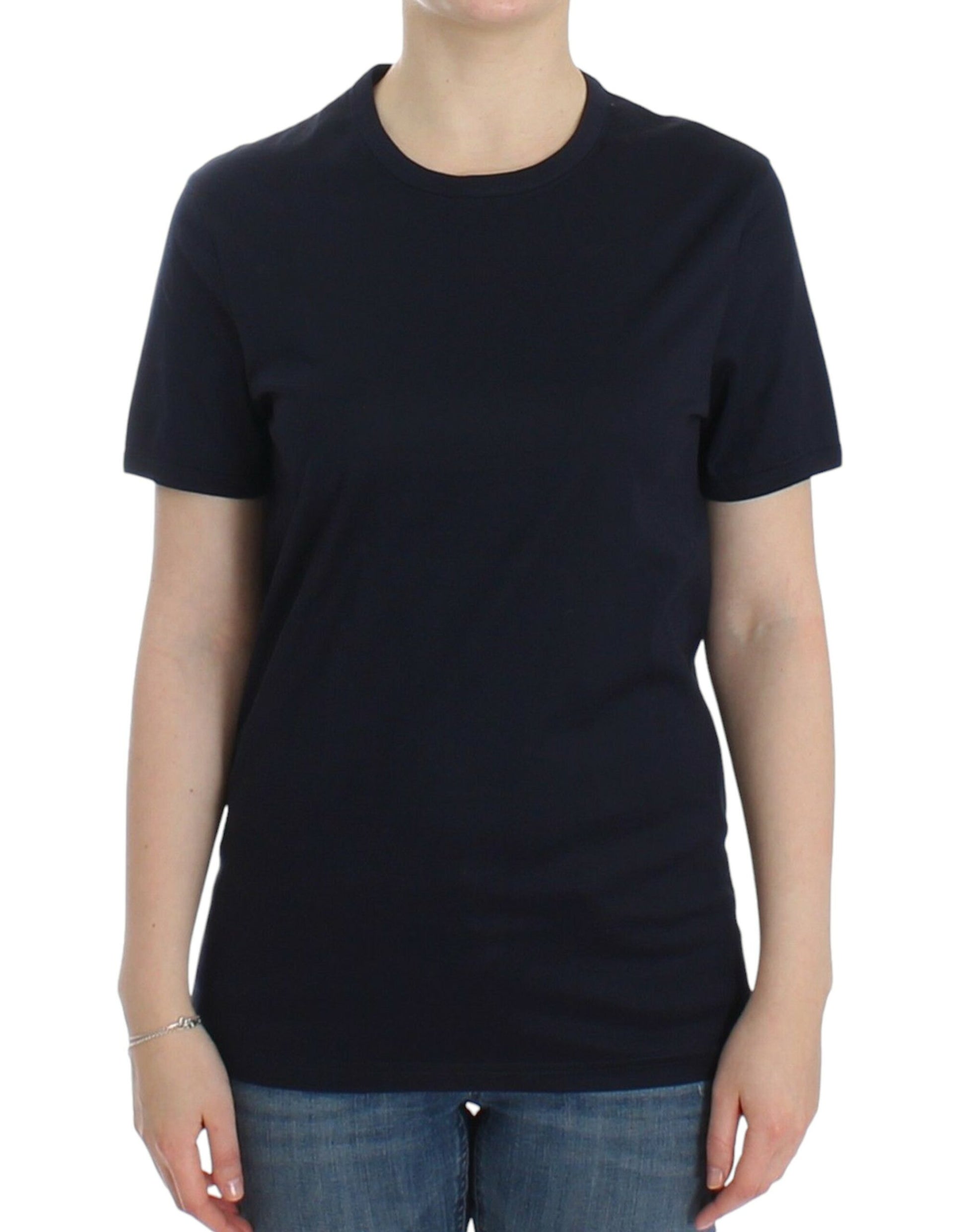 Ermanno Scervino Lingerie Blue Crewneck Cotton Logo T-shirt $197.00 Ermanno Scervino Luzworld