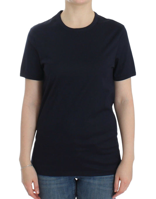 Ermanno Scervino Lingerie Blue Crewneck Cotton Logo T-shirt $197.00 Ermanno Scervino Luzworld