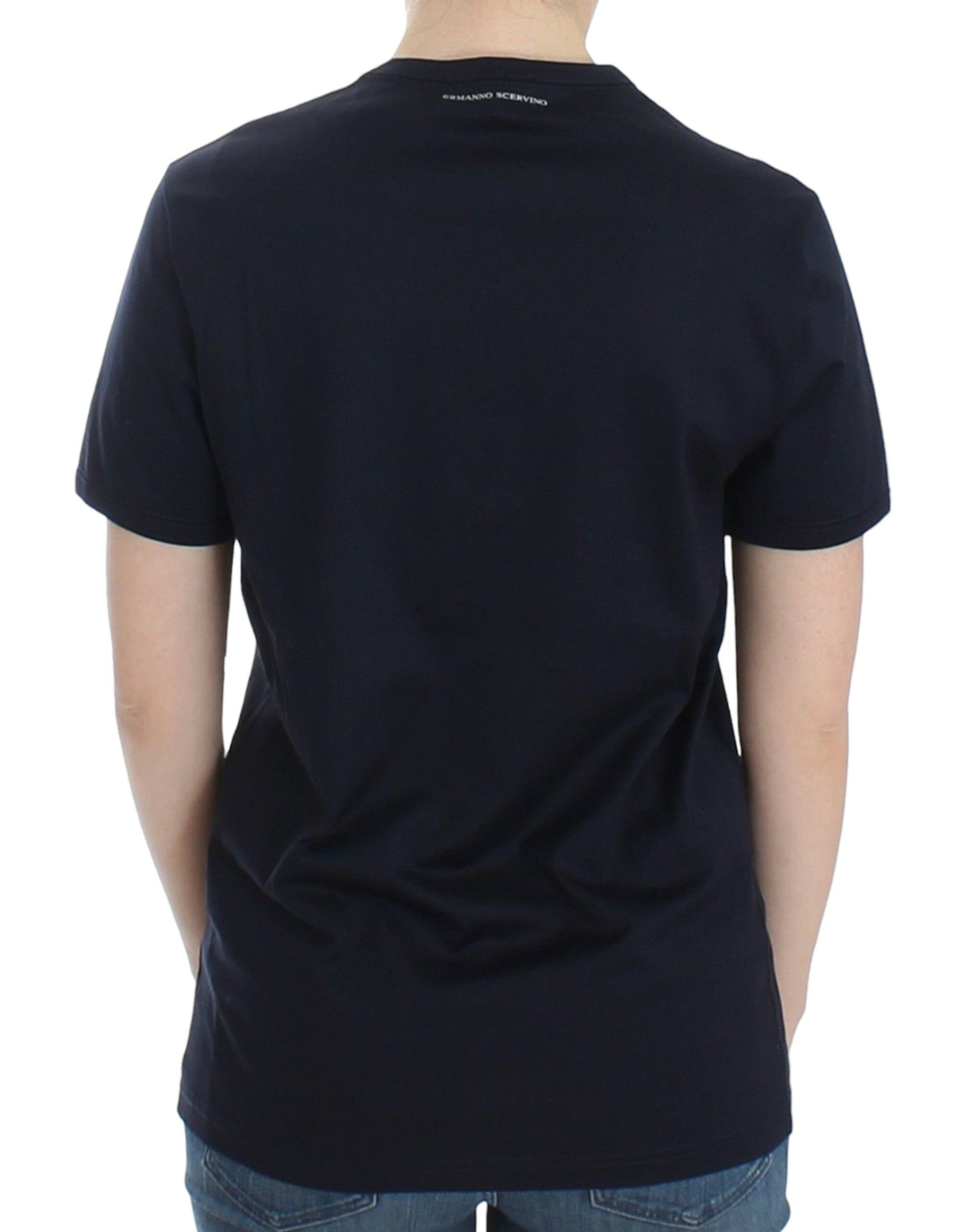 Ermanno Scervino Lingerie Blue Crewneck Cotton Logo T-shirt $197.00 Ermanno Scervino Luzworld