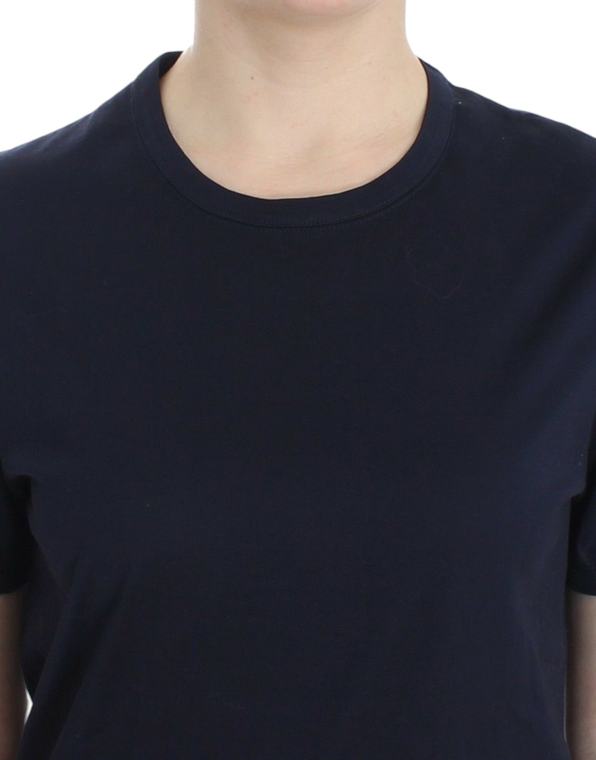 Ermanno Scervino Lingerie Blue Crewneck Cotton Logo T-shirt $197.00 Ermanno Scervino Luzworld
