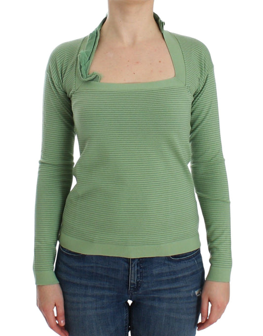 Ermanno Scervino Green Wool Blend Striped Long Sleeve Sweater $672.00 Ermanno Scervino Luzworld