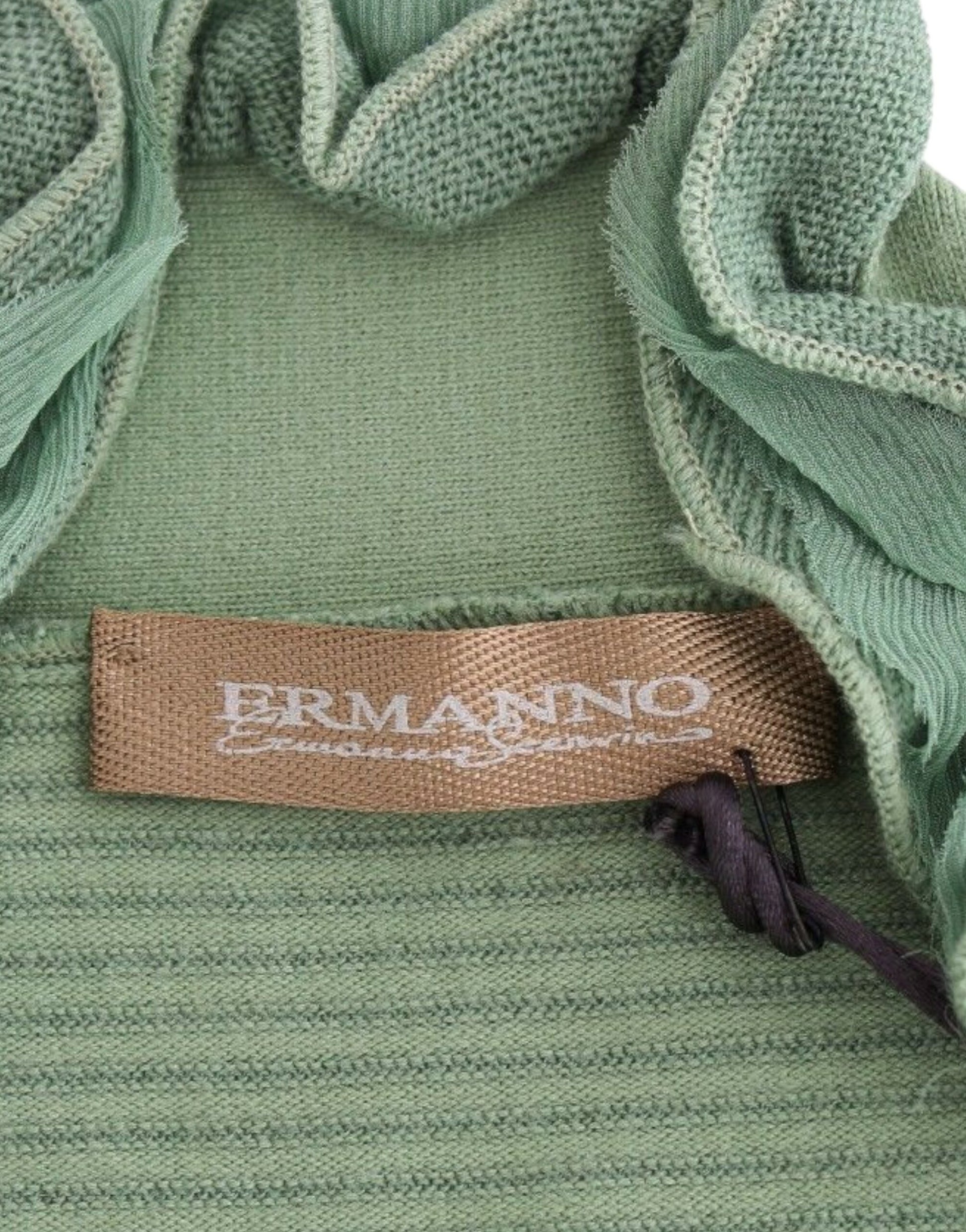 Ermanno Scervino Green Wool Blend Striped Long Sleeve Sweater $672.00 Ermanno Scervino Luzworld