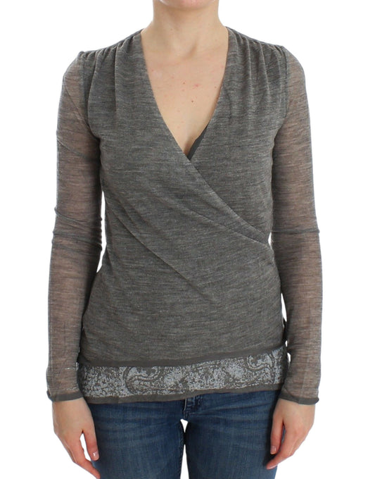 Ermanno Scervino Gray Wool Blend Stretch Long Sleeve Sweater $672.00 Ermanno Scervino Luzworld