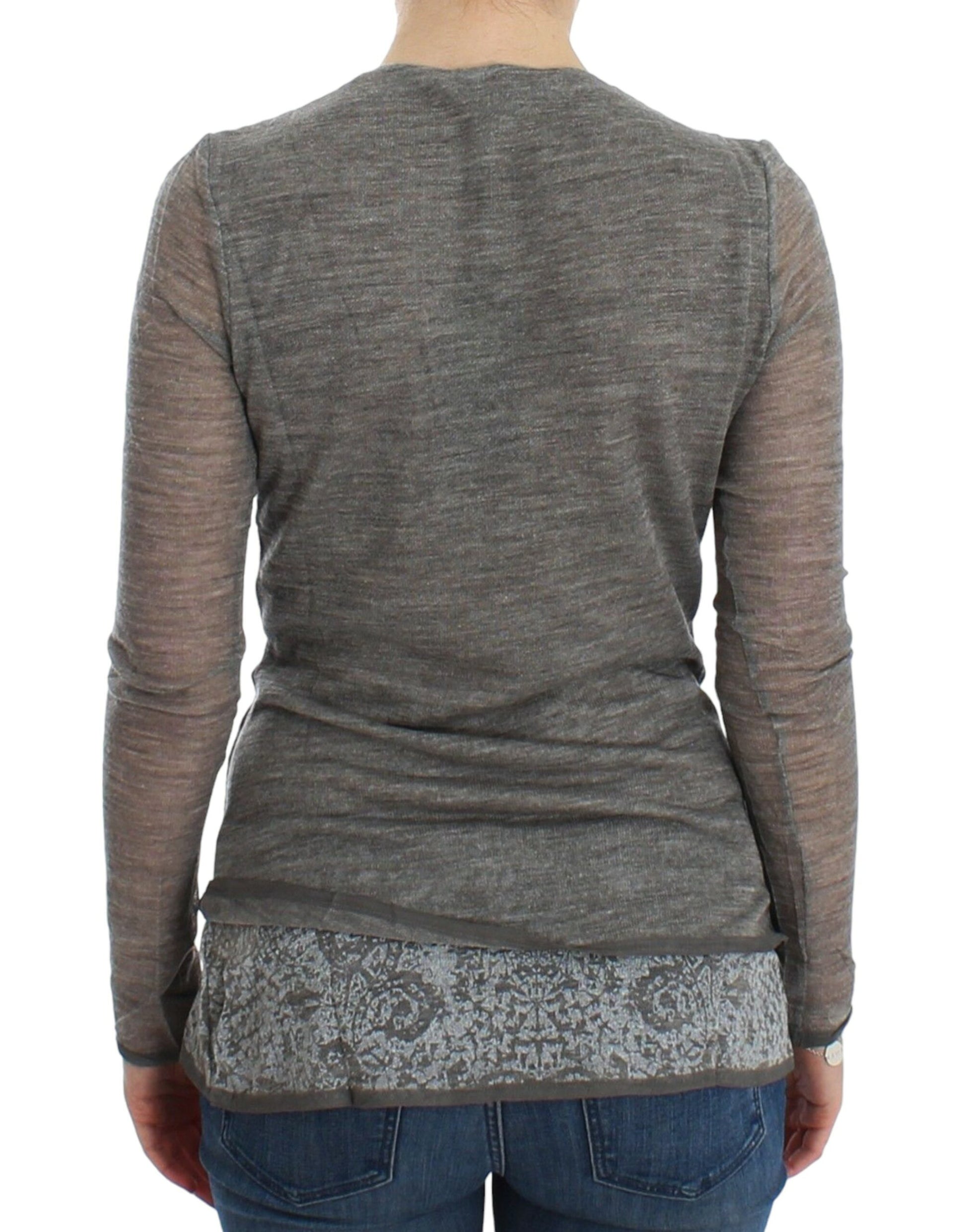 Ermanno Scervino Gray Wool Blend Stretch Long Sleeve Sweater $672.00 Ermanno Scervino Luzworld
