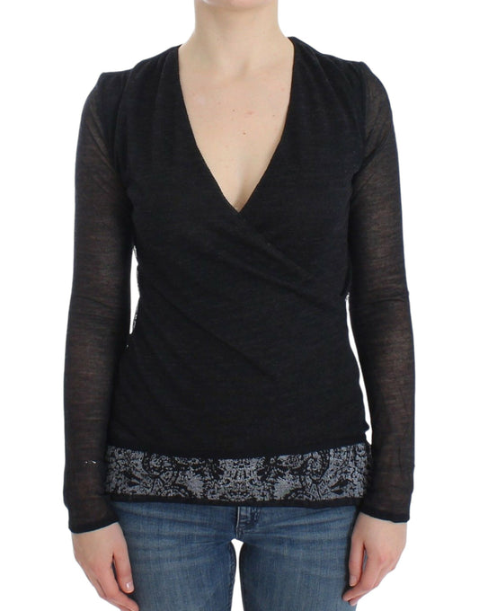 Ermanno Scervino Black Wool Blend Stretch Long Sleeve Sweater $672.00 Ermanno Scervino Luzworld