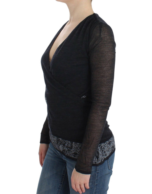Ermanno Scervino Black Wool Blend Stretch Long Sleeve Sweater $672.00 Ermanno Scervino Luzworld