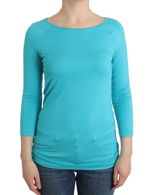 Ermanno Scervino Lingerie Blue Top Blouse Jumper Modal Solid $253.00 Ermanno Scervino Luzworld