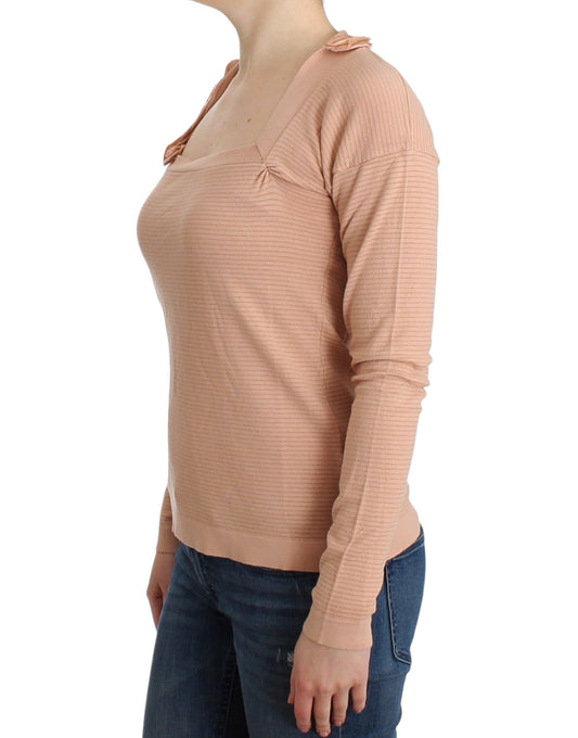 Ermanno Scervino Orange Wool Blend Striped Long Sleeve Top $672.00 Ermanno Scervino Luzworld
